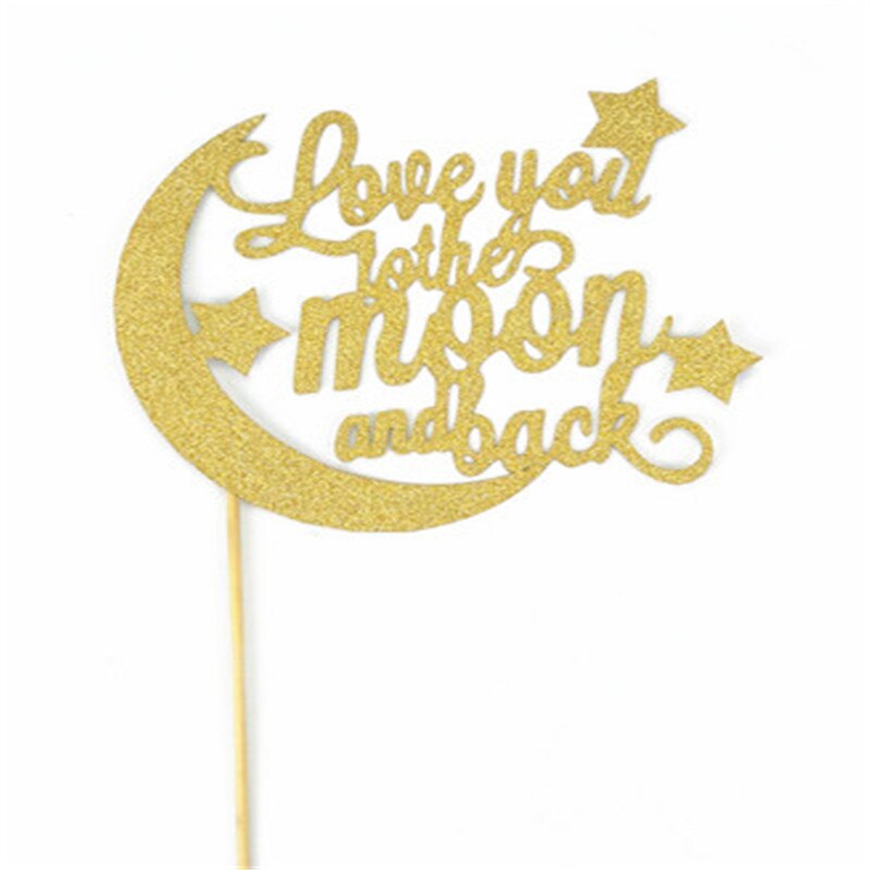 Liefde U Aan De Maan en Terug &quot;Star Cake Topper Cake Vlag Kids Verjaardag Bruiloft Valentijnsdag party Cake Decor Supplies