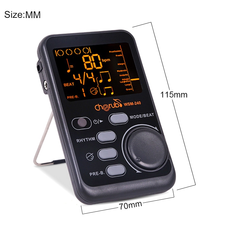 Cherub WSM-240 Guitar Piano Metronome Digital Metronom LCD Clip-on Portable Metronom for Guitar Violin Bass Support Tap Tempo