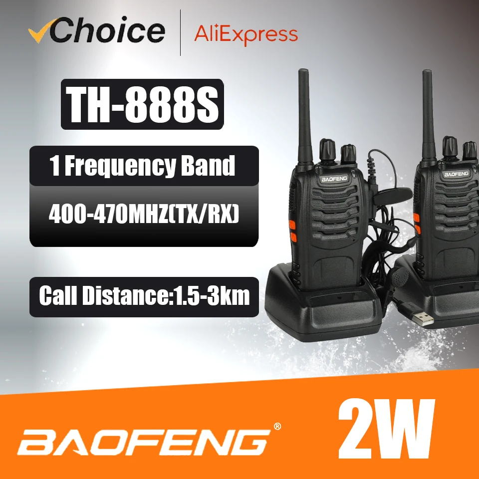 Baofeng 2PCS Amateur Handheld Two Way Radio TH-888S PMR Tragbare Walkie Talkies für Erwachsene Wandern Radfahren Camping