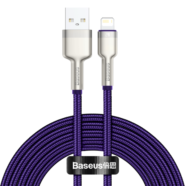 Baseus usb-kabel voor iphone 11, 12 pro max, xs, xr,  se 8 snel opladen voor iphone, oplader usb-kabel, datakabel, snoer voor ipad: Paars / 2m