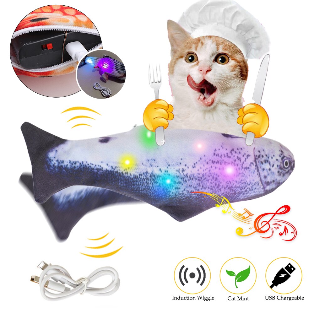 Pet Soft Electronic Fish Shape Cat Toy Electric USB Charging Simulation Fish Toys Funny Cat Chewing Playing Supplies Dropshiping: 10