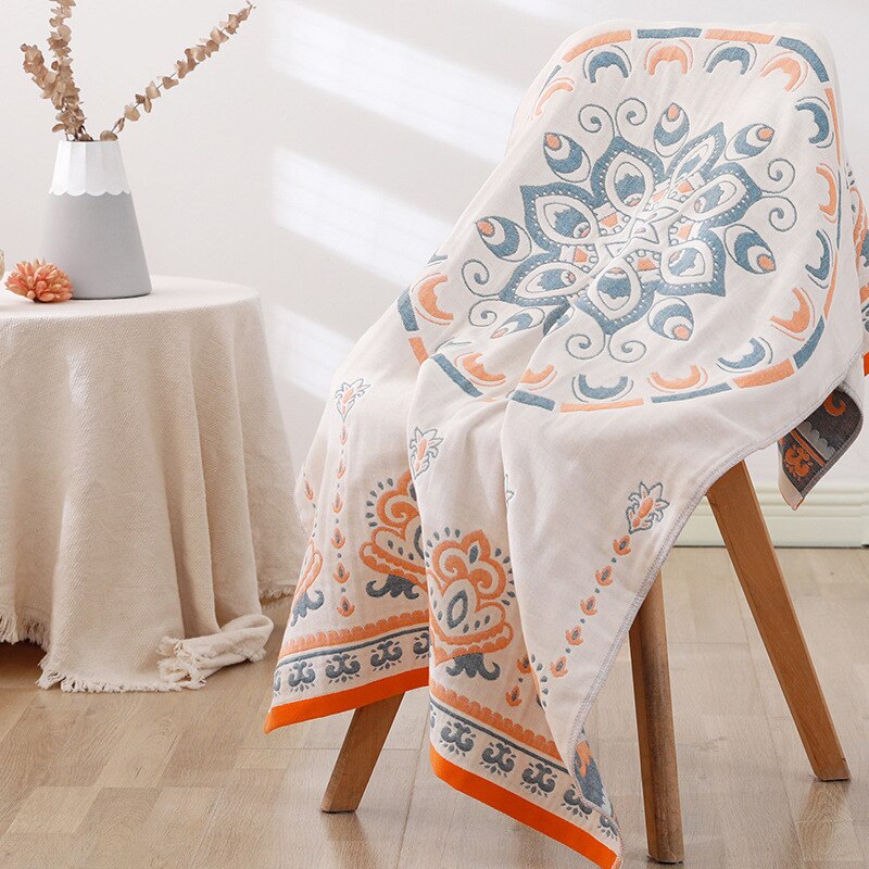 Geometric Printed Pattern Towels Soft Cotton Water Absrbent Bath Towel for Home Use Hotel Spa Service Bathing Accessories