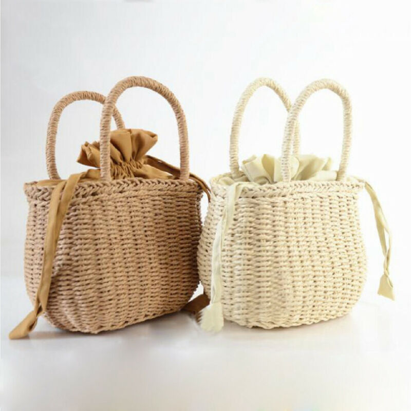 Imcute Stroh Taschen für Frauen Frauen Sommer Rattan Tasche Handarbeit Gewebt Strand Tasche Böhmen Bali Handtasche bolsos mimbre