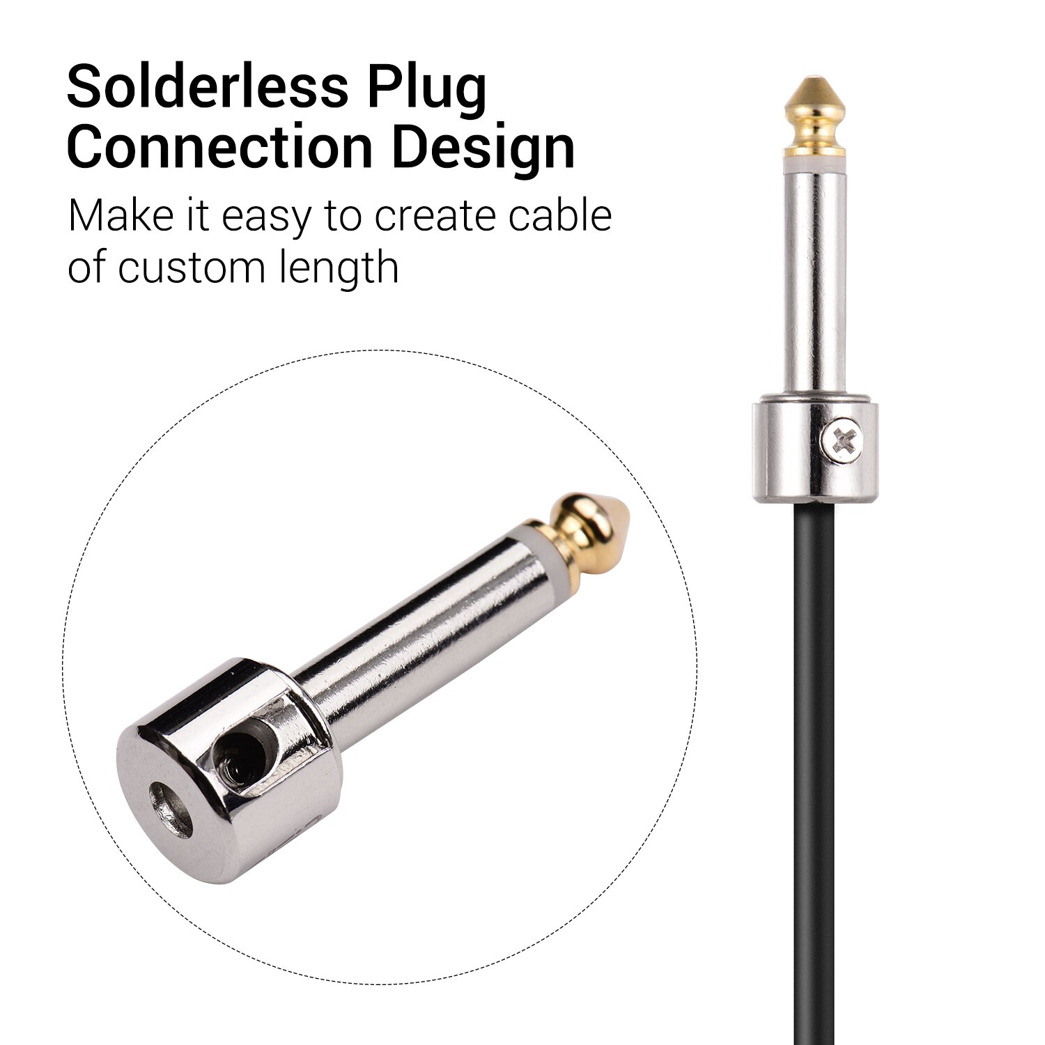 DIY Solderless Patch Cable Kit DIY Guitar Pedal Board Cable Cord Wire Custom Length Including 10 Solder Free Plugs