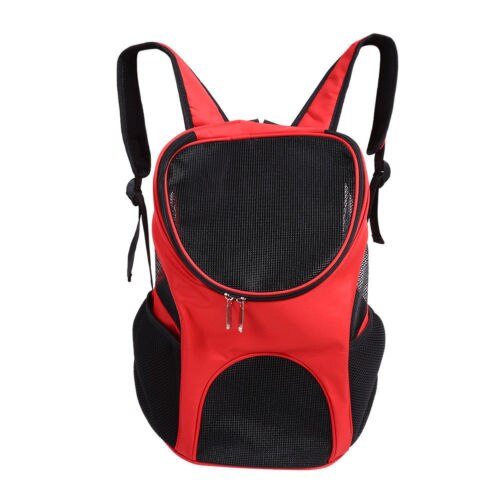 Mochila de hombro con malla respirable para mascota, gato, perro, cachorro, mochila de viaje, bolsa portátil: Rojo