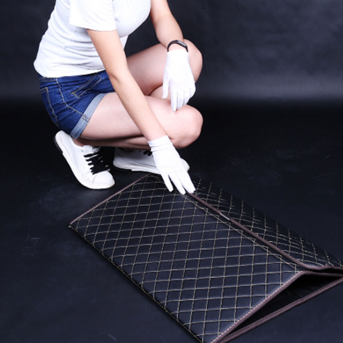 Folding Large Car Trunk Organizer Box Storage Bag Auto Trash Tool Bag PU Leather Cargo Storage Stowing Tidying Car Accessories