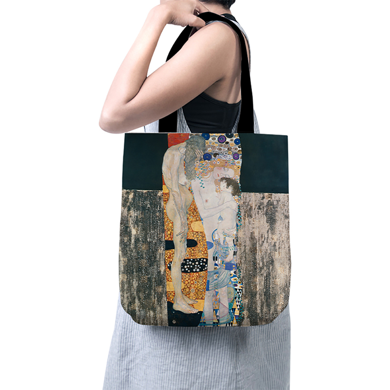 Borse Shopper in stoffa per pittura a olio per donna borsa pieghevole in tela per Shopping di grande capacità