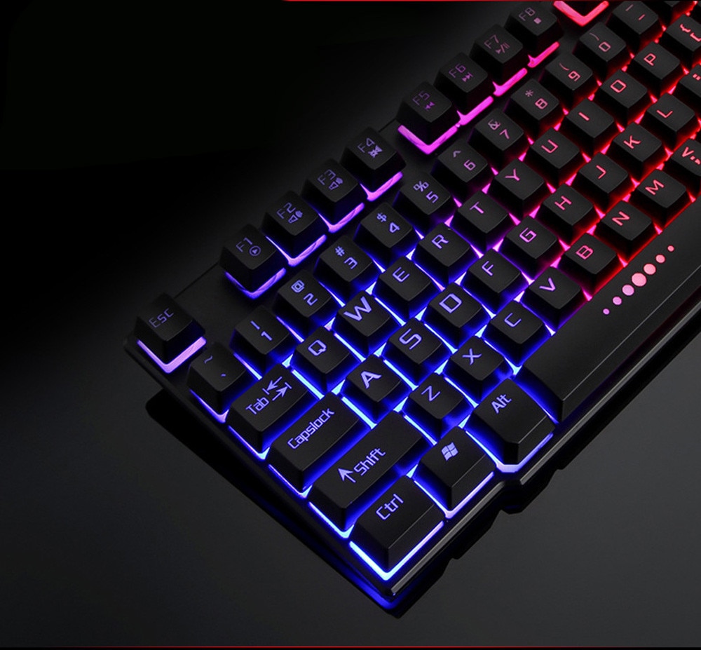 VOBERRY Ergonomics Of Color Crack LED Backlight USB Cable PC Rainbow Game Keyboard 104 Full-Size Keyboard