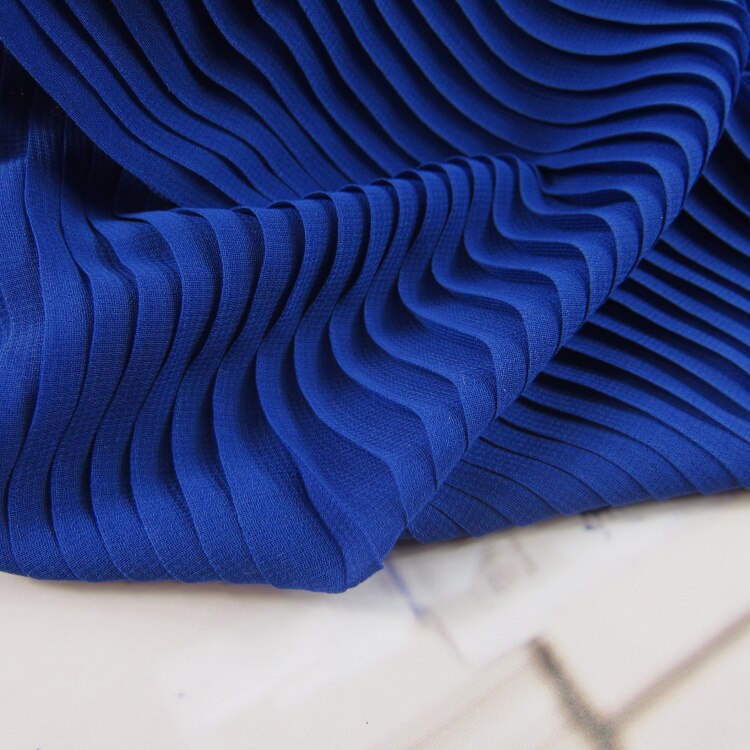 3 Meters 150CM 59" Wide royal blue Ruffled Pleated Chiffon Fabric Solid Dress Clothes Materials LX84 1/0.5