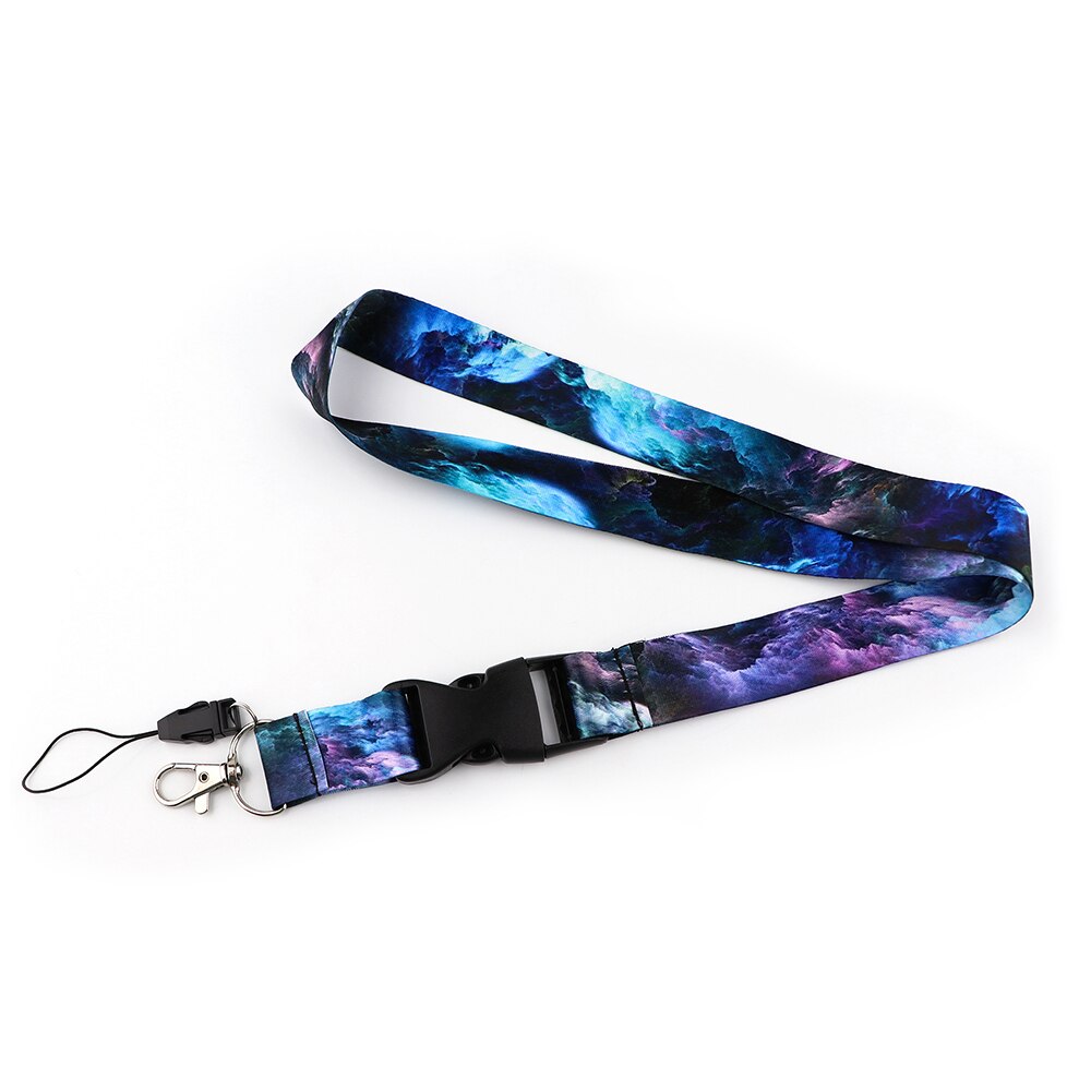YL200 Starry sky Key Lanyard Car Keychain Badge Holder Personalise Office ID Card Pass Gym Mobile Phone Accessories: Gold