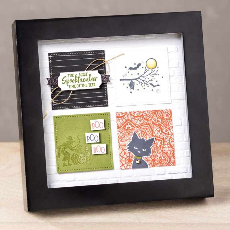 Kerstscènes met vrolijke halloween-heksen, zwarte katten, kabouters, transparante stempels voor doe-het-zelf scrapbooking, knutselen, kaarten maken
