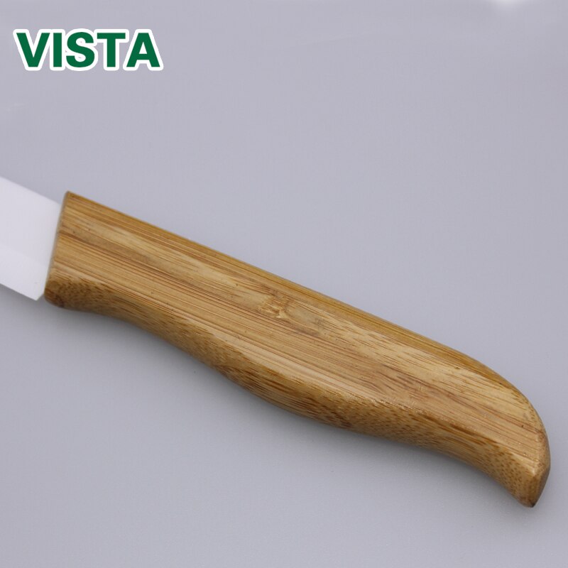 Couteaux en céramique manche en bambou | Ensemble de couteaux de cuisine 3 "4" 5 "6" pouces, lame blanche + support, outils de cuisine, couteau d'office