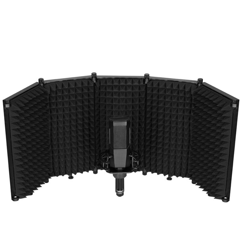 Akustisk foldning 5 panel mikrofon isolering skjold optagelse lydabsorberende skum panel brug til optagestudie
