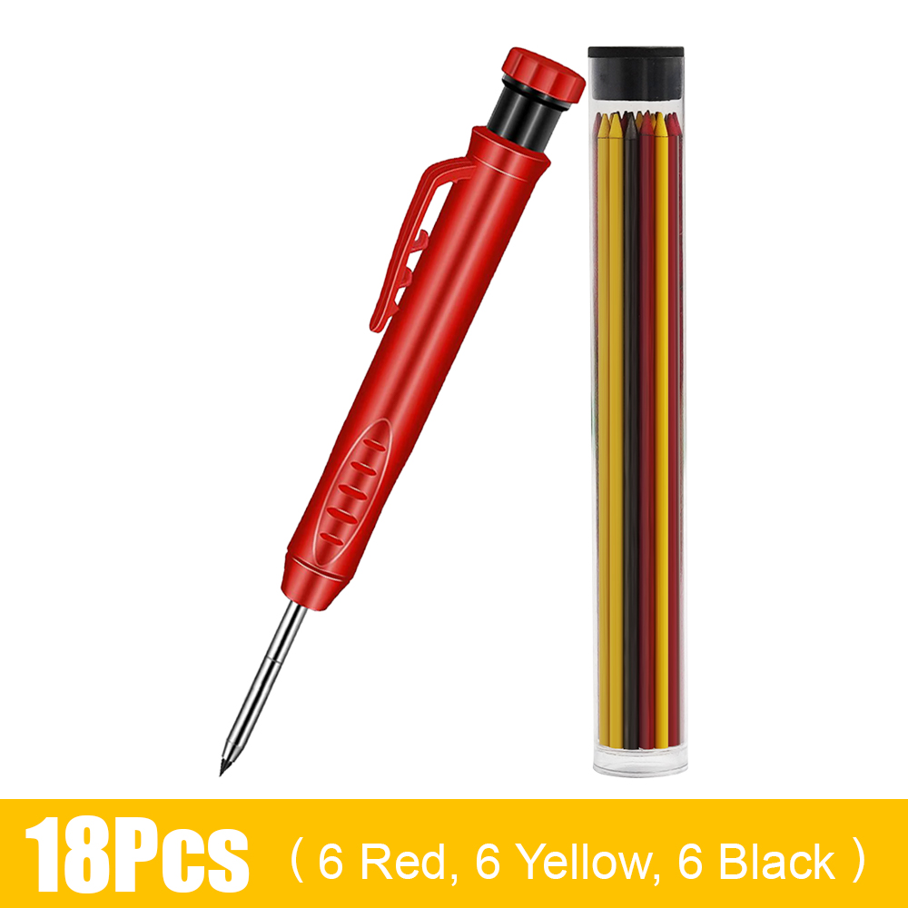 Solidny stolarz ołówek robić obróbki drewna znakowanie narzędzia robić prac budowlanych rysowanie Scriber z wbudowaną ostrzałką: 18 szt zestaw A