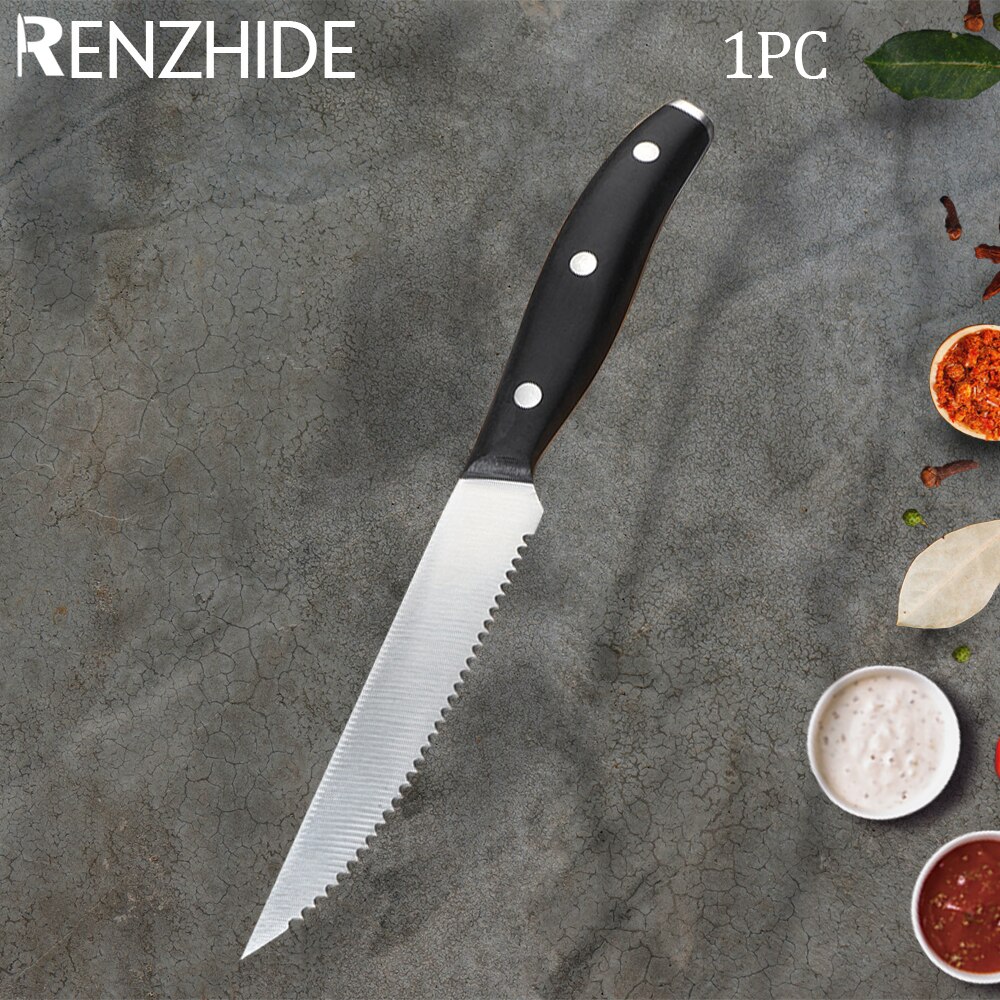 RZD cuchillo para carne de 4,5 pulgadas, juego de cubiertos de acero inoxidable para Chef, filo dentado, herramienta de vajilla para comida occidental: C 1PC