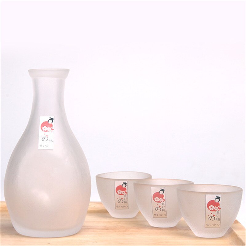 4 stuks japanse sake set wijnfles heupfles likeur sake pot beker glas wodka sake beker set witte wijn beker barset 1 pot 3 bekers: 300ml gematteerd