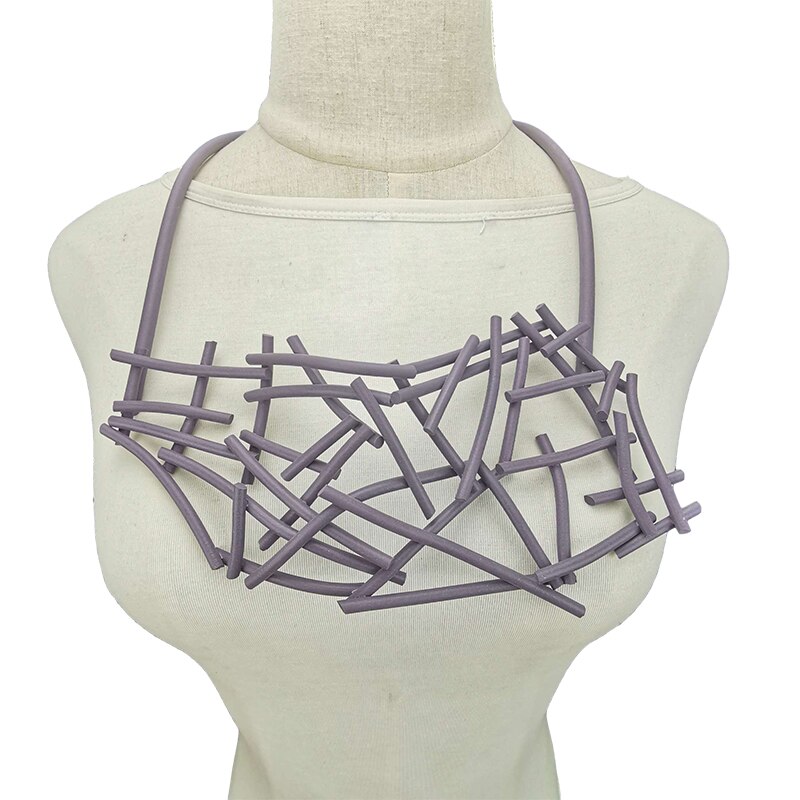 UKEBAY Handmade Strange Pendant Necklace Mesh Jewelry Women Statement Necklaces Gothic Clothes Accessories Jewellery: purple
