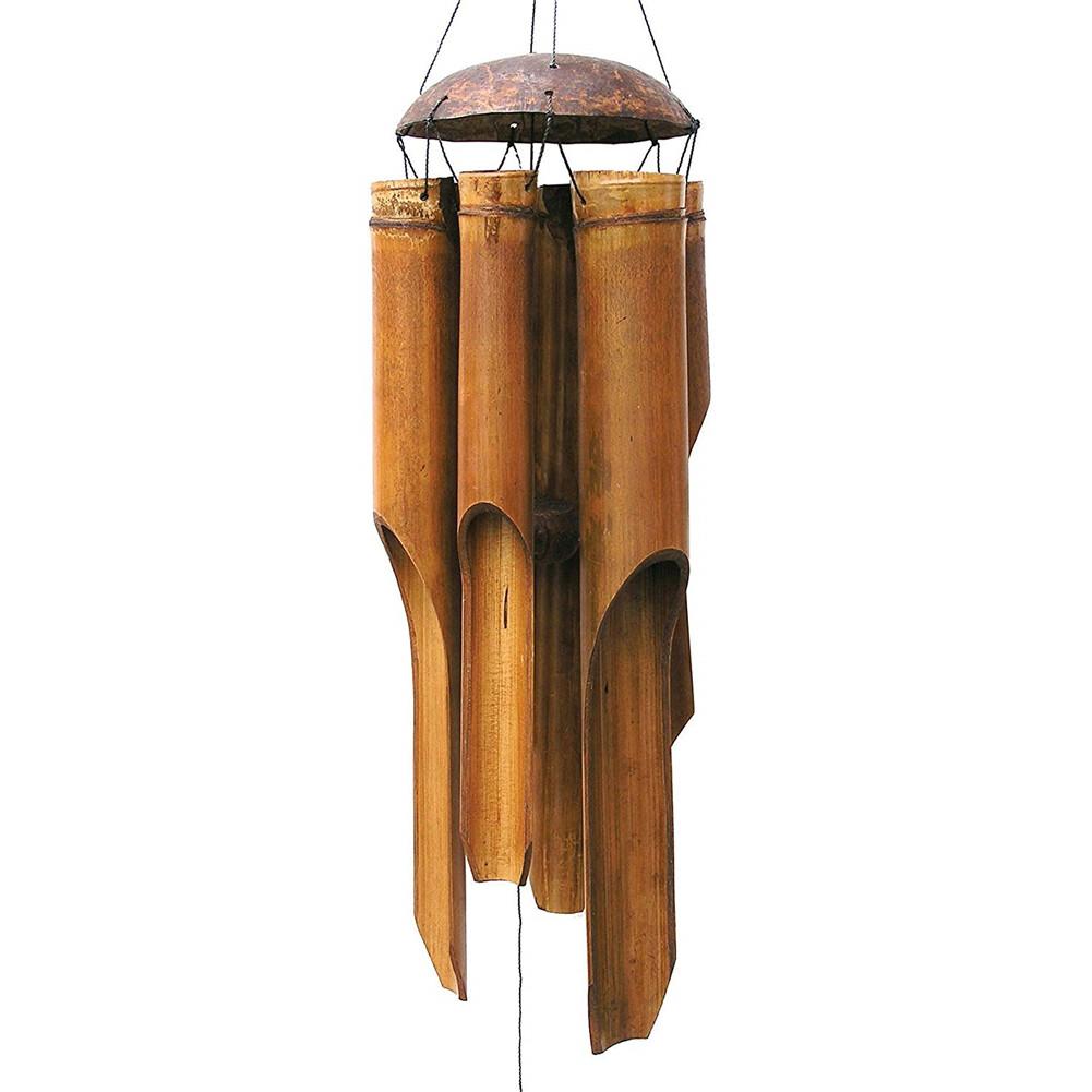 Bambus vindklokke håndlavet hængende stor klokke indendørs udendørs væghængende vindklokke til balkon hjemmegård havedekorationer