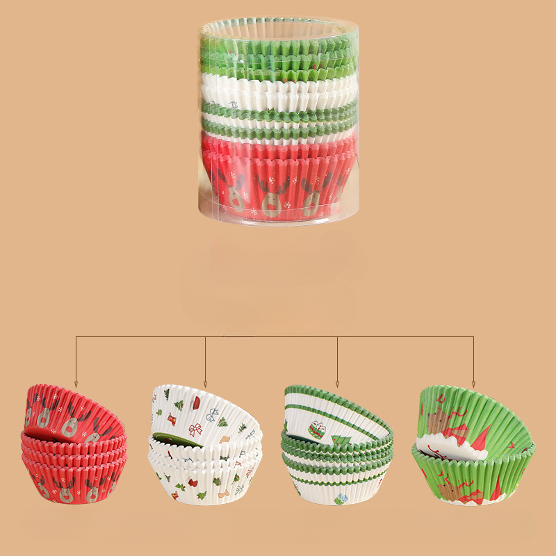 400 stuks taartpapierhouder cirkel bakpapier lade cupcake liners kopjes pan party muffin wegwerp kersttaart papierlade: Black