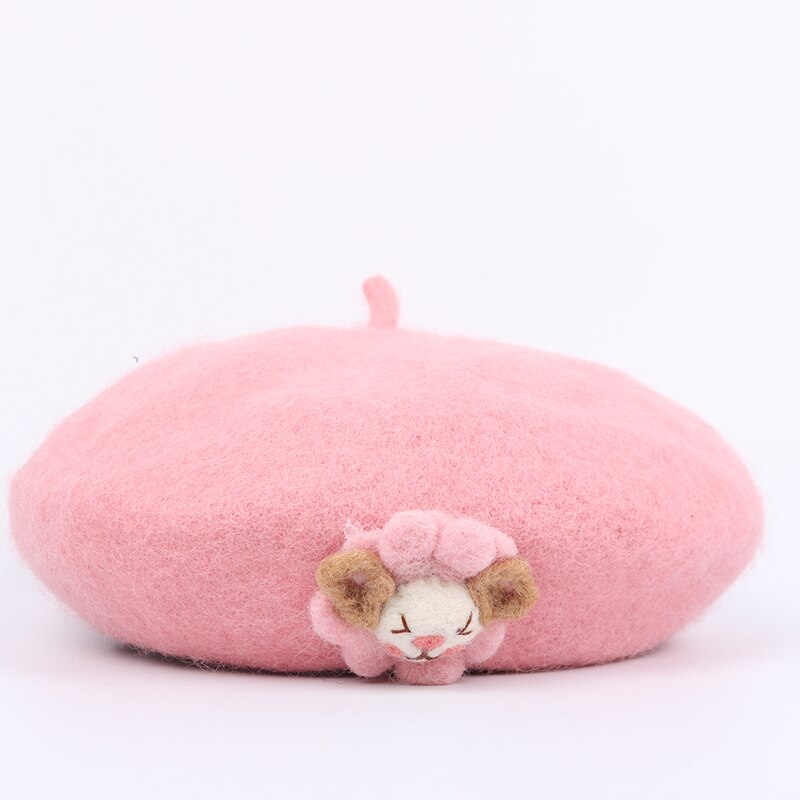 Boinas de inverno meninas de lã crianças boina quente chapéus meninas boina boné liso com chapéu de inverno animal bonito para 4-8 anos de idade ZZ-406-2: 2