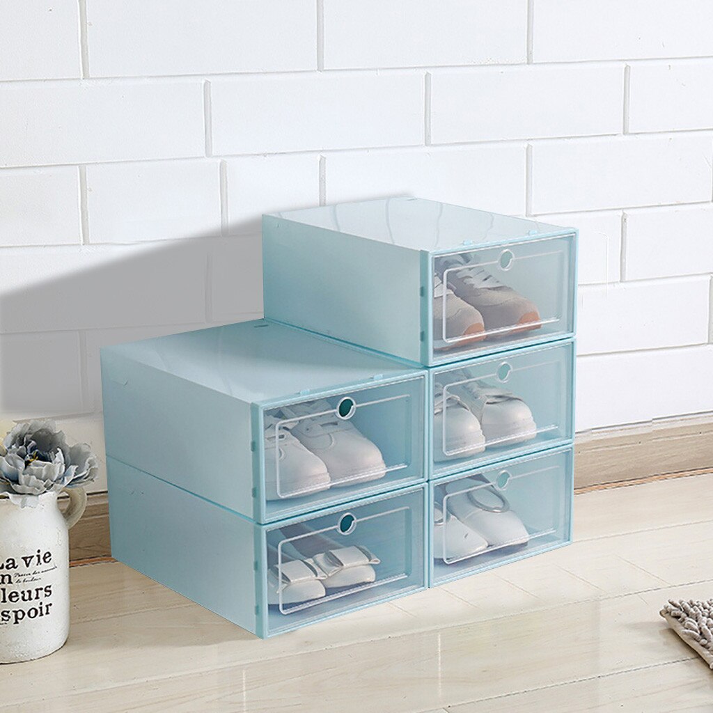 3 stuks plastic schoenendoos stapelbaar opvouwbaar schoenenorganizer lade opbergdoos met openklapbare transparante deur dames heren 33.5 x 23.5 x 13cm