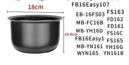 Elektrische Snelkookpan Liner 1.6/3/4/5/6L Non-stick Rijst Pot Gal Zwart kristal Innerlijke Accessoires Fornuis Onderdelen Alleen Voor Midea: 1.6L