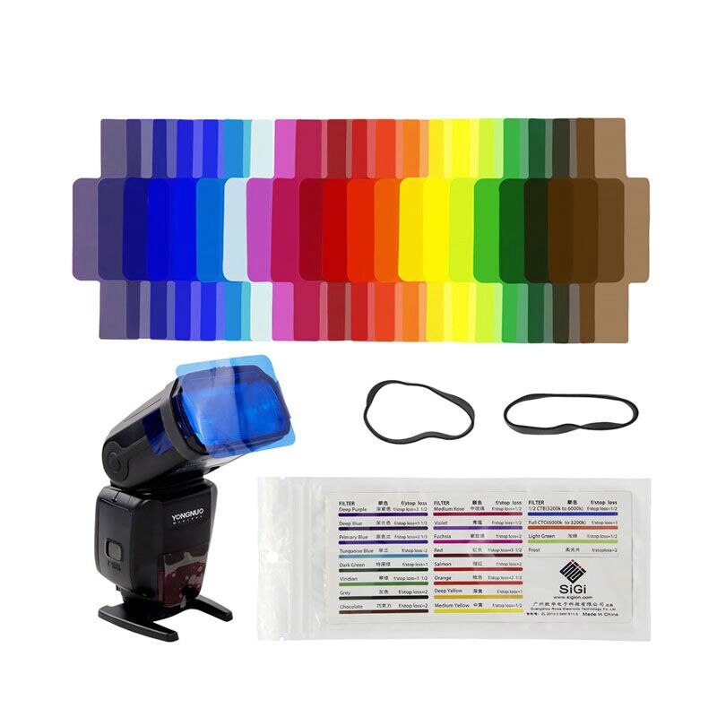20 Uds Flash Speedlite Flash geles de Color filtros para Canon Nikon Sony Yongnuo DSLR Flash de cámara Accesorios