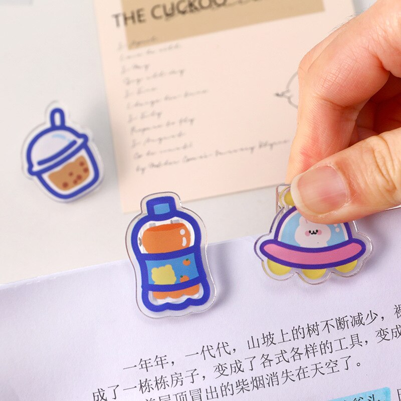 2Pc Transparant Acryl Clips Schattige Beer Bloem Briefpapier Test Papier Clip Snacks Afdichting Clip Kawaii Foto Kaarthouder