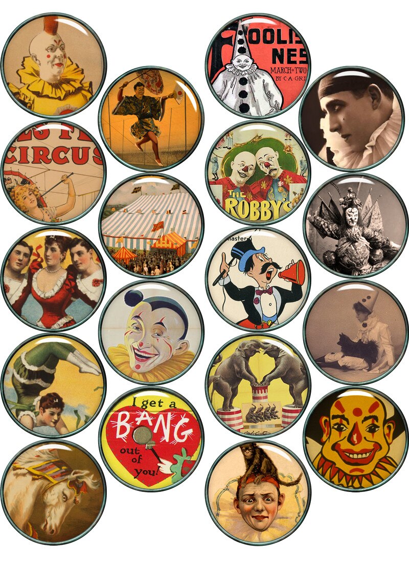 Retro Circus Clown Stickers Crafts And Scrapbooking stickers book Decorative sticker DIY Stationery: A 18PCS