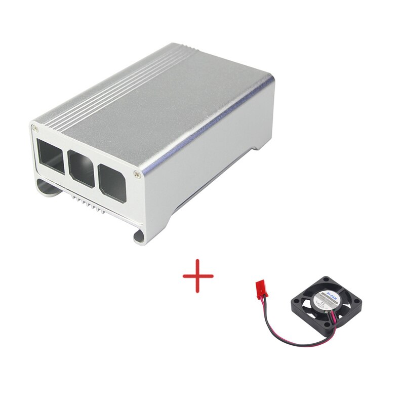 Raspberry Pi 3 Model B+ Aluminum Case with Cooling Fan Black Sliver Aluminum Alloy Enclosure Box Cover Shell for Raspberry Pi 3
