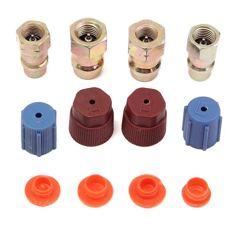 Set of 4 A/C R-12 to R-134a Low/High Side Retrofit Conversion Adapter Fitting Caps Kit Air Conditioning AC System PAK5