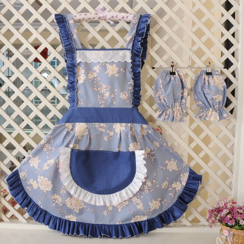Cotton aprons for woman with pocket lovely Coverall cleaning apron Commercial Restaurant Home Bib delantal cocina kitchen apron: G2 with cuff