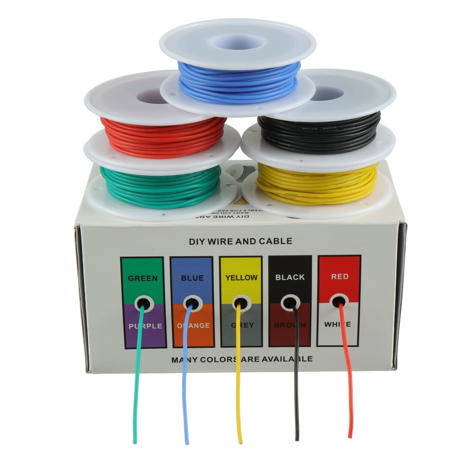 Cable eléctrico de 20-24AWG, cables flexibles de silicona, calibre 22, alambre de cobre estañado trenzado, 5 colores, 16,4 pies/5m cada uno o 32,8 pies/10m cada uno