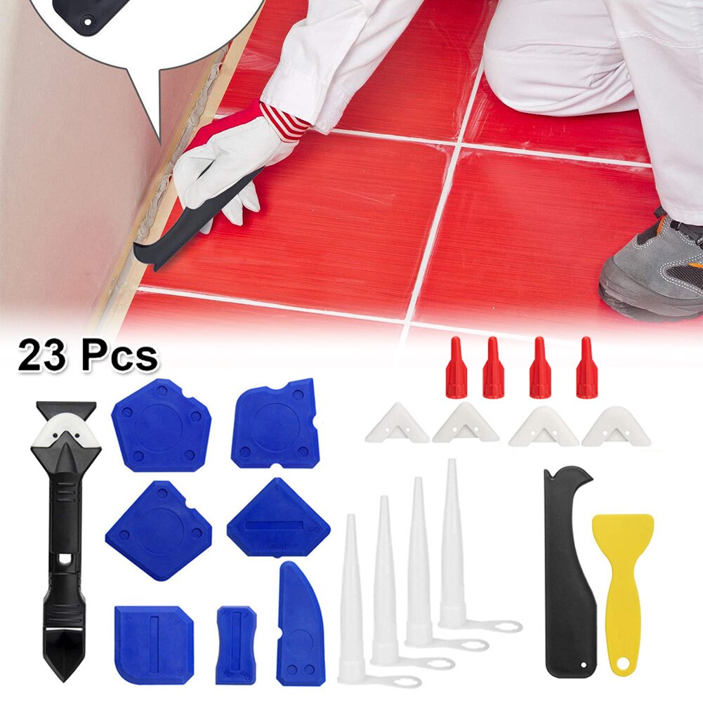 23 stuks siliconenkit, spatel, schraper, verwijdergereedschap, raam, deurkit, afwerkset voor vloervoegen, schraper voor kitmondstukken