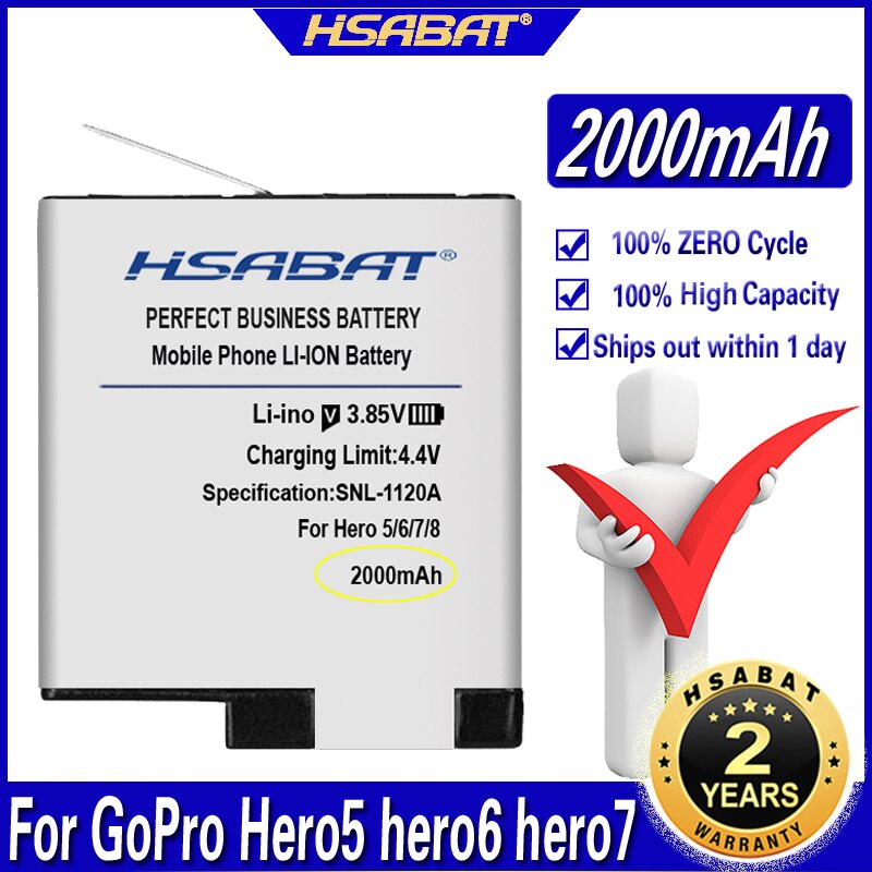Hsabat AHDBT-501 2000 Mah Batterij Voor Gopro Hero 7 Hero 6 Hero 5 Hero5 Hero6 Hero7 Batterijen