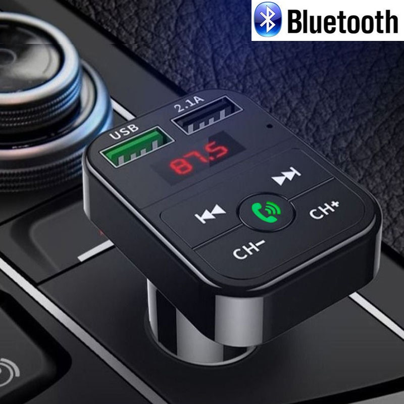 Modulador de transmisor FM con Bluetooth para coche, reproductor MP3, recibidor de Audio, compatible con tarjeta TF, inalámbrico, manos libres, Cargador USB Dual