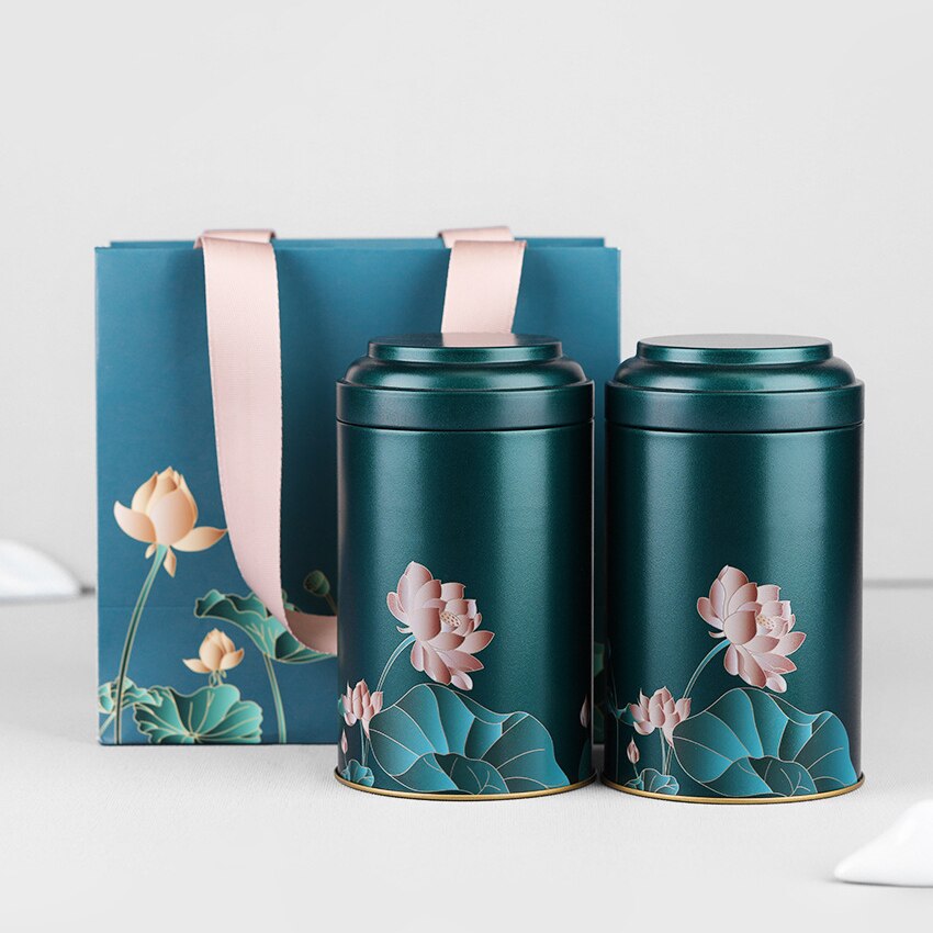 100-125g pojemność herbata zamknięty zbiornik średniej wielkości okrągłe blaszane pudełko na herbatę: 2szt zielony