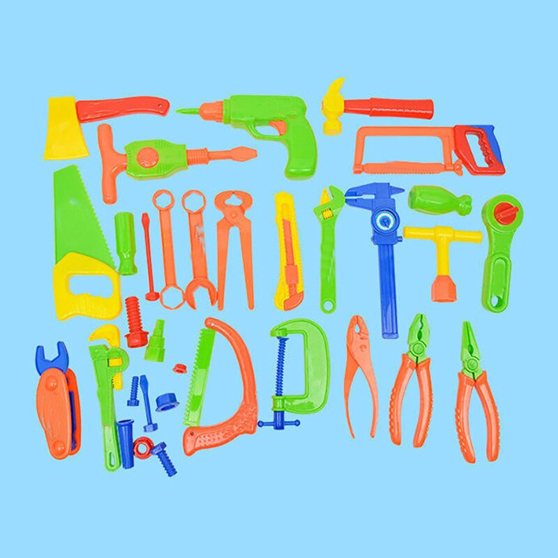 33Pcs Kinderen Reparatie Tool Speelhuis Speelgoed Pretend Play Elektrische Boor Moer Zag Demontage Simulatie Tool Educatief Speelgoed Xmas