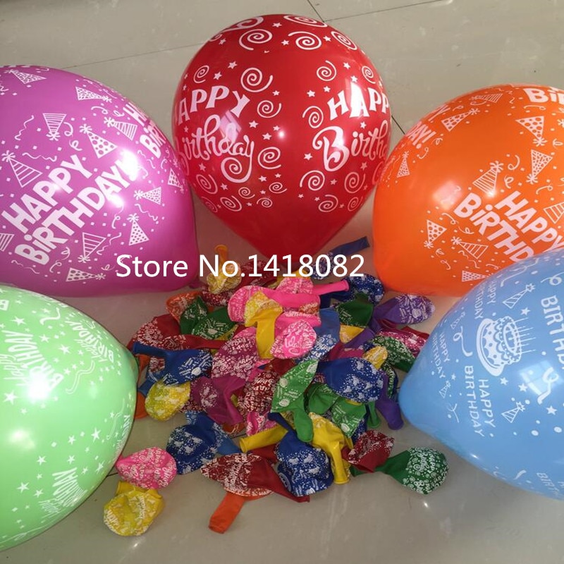 12 inch volledige bloem ballon 50 stks Verjaardag Gelukkig afdrukken dikke Gelukkige Verjaardag latex Ballon