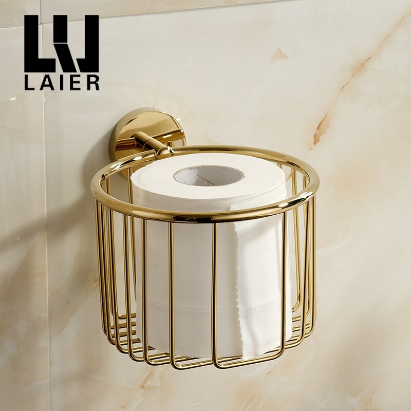simple Tissue basket Holder Brass Paper basket Beautiful Bathroom Accessories Wall Mounted
