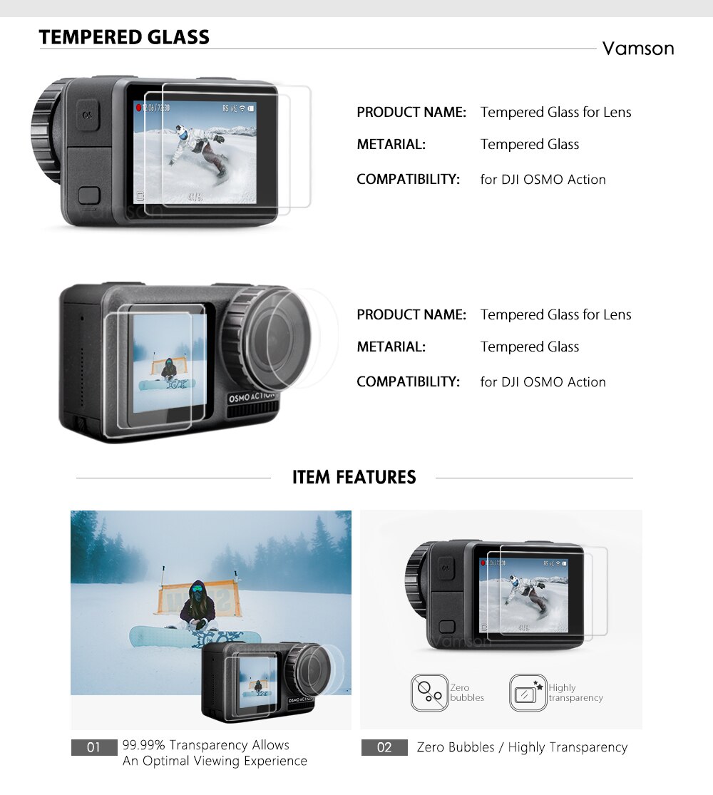Vamson voor DJI OSMO Actie Camera Waterdichte Behuizing Case 40 M Duiken Shell Doos voor DJI Accessoires OA05