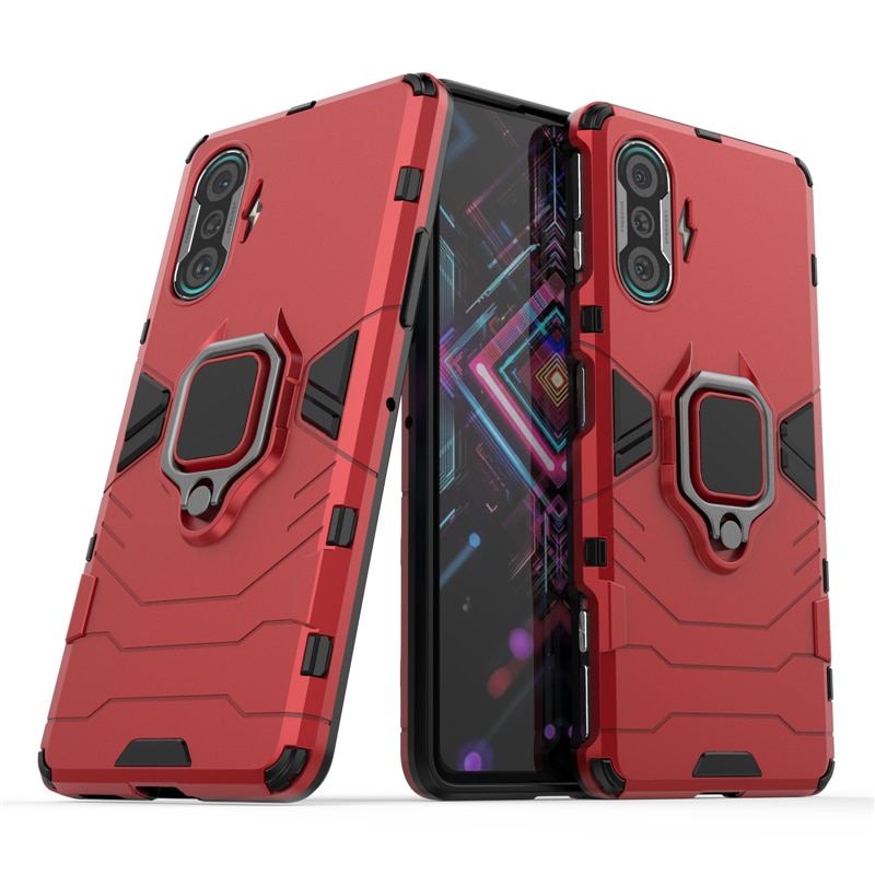 Funda de teléfono para Xiaomi Redmi K40 Gaming, carcasa con anillo magnético y soporte, a prueba de golpes, Armadura: Redmi K40 Pro Plus / Red