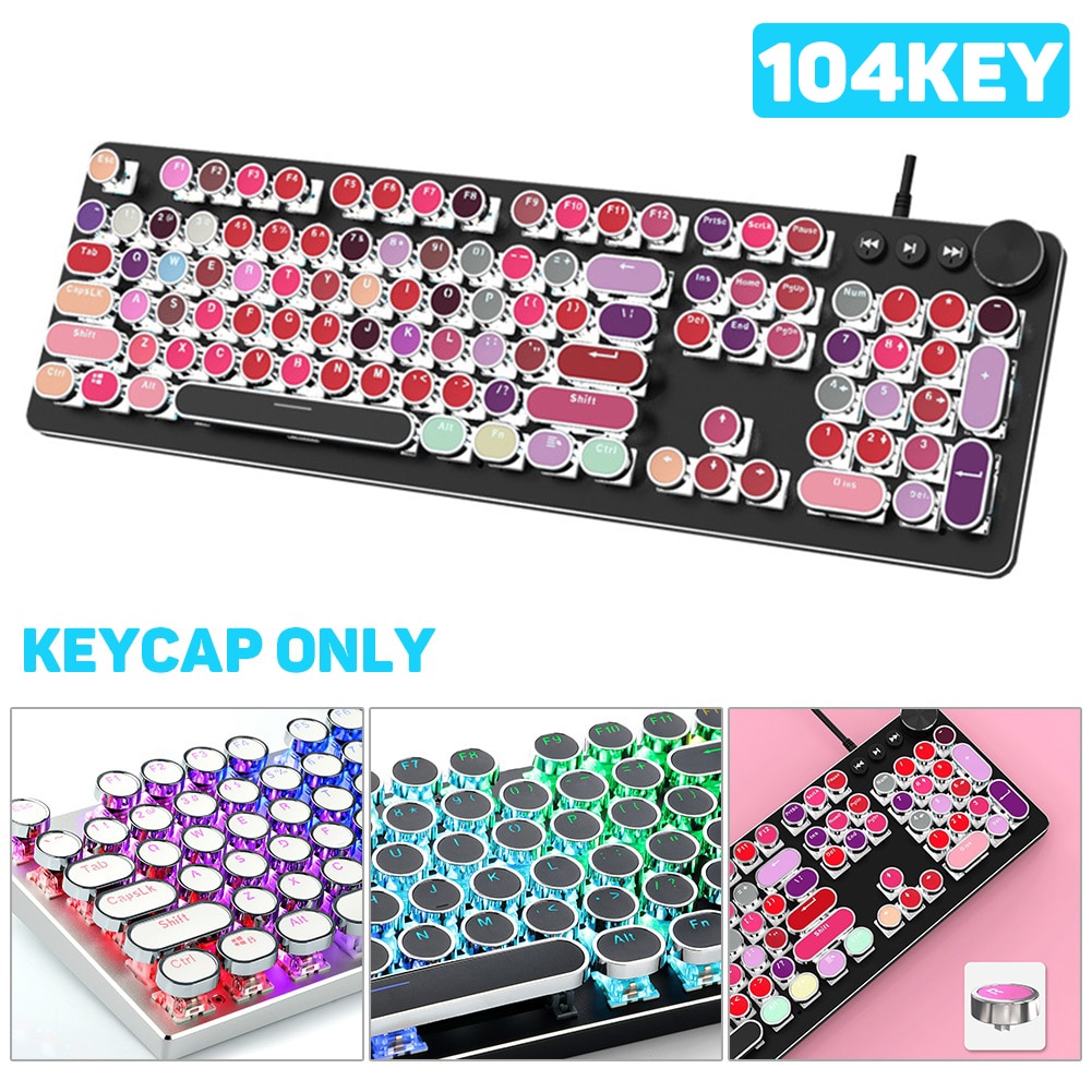 104Pcs/Set PBT Universal Round Key Cap Keycaps for Cherry MX Mechanical Keyboard high PBT material Key Cap for Keyboard