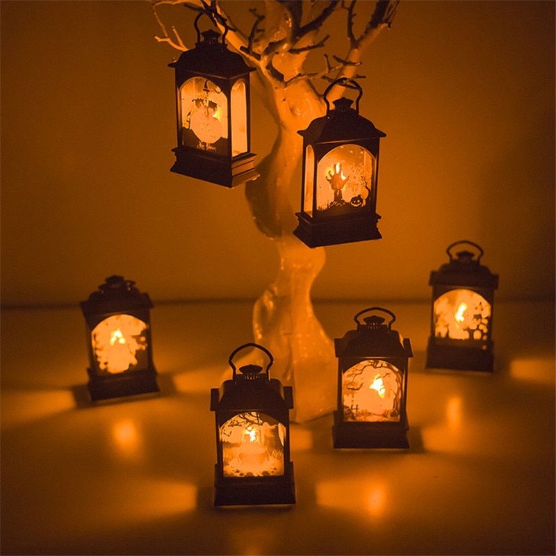 Halloween Decorations Electronic Candles Halloween Transparent LED Wind Lights Lampion Hanging Lantern for Bar Decorations