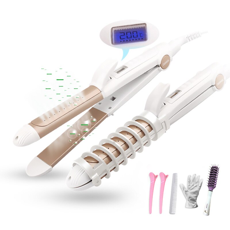RIWA Curler Hair Straightener 2 In 1 Styler Curling Iron Wet and Dry Curling Tongs For Hair RB-950