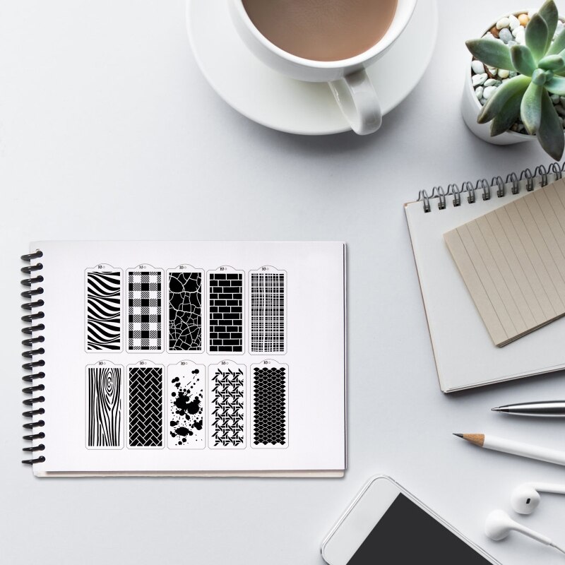 Painting Stencils 10 Sheets/set Abstract Plaid Drawing Templates Supplies for DIY Painting Art Projects School Giving