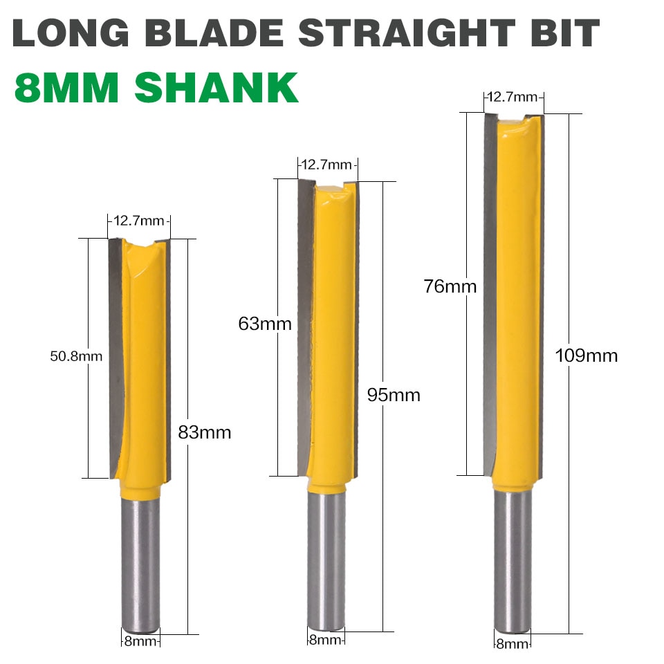 1 pc Straight/Dado Router Bit 1/2" Dia. X 3" Length - 8" Shank Woodworking cutter Wood Cutting Tool