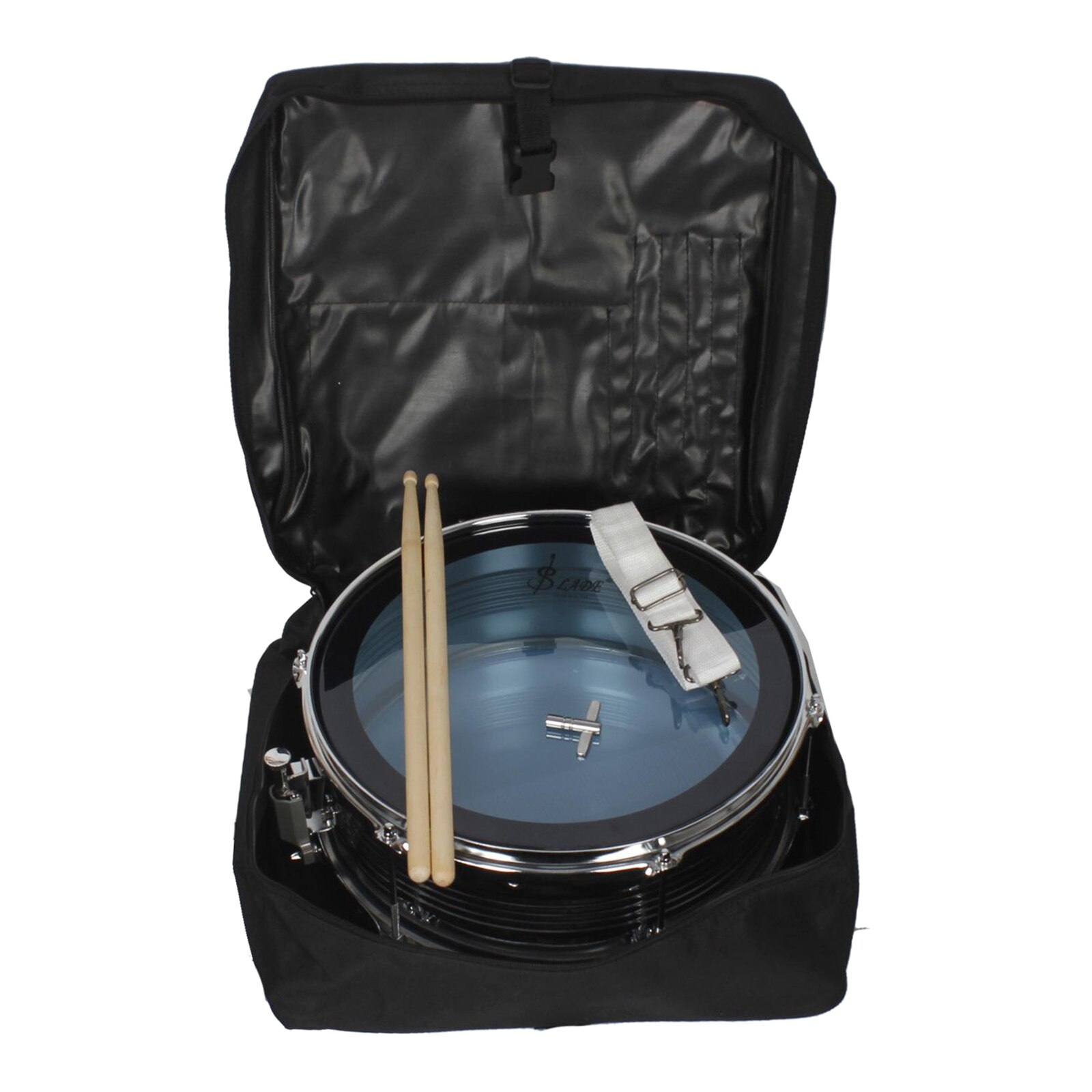 Snare Drum 14" Stailess Steel Chrome Percussion W/ Drumsticks with Bag: Blue
