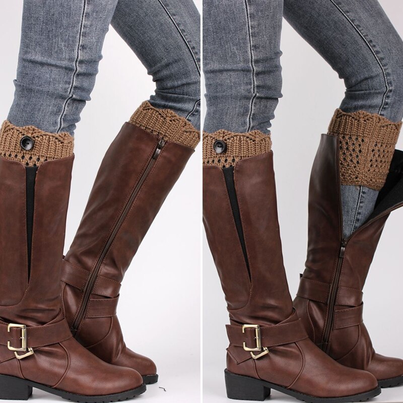 Casual Women Boots Cuffs Toppers Socks girls Crochet Knitted Winter Leg Knee Warmers Stretch Short Socks Good