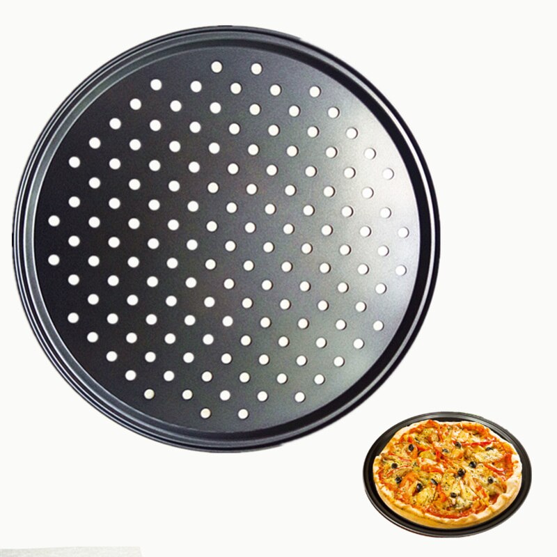 12 Inch Non-stick Carbon Staal Pizza Pan Ronde Pizza Lade met Gaten Bakvormen Pizza Bakken Tool Keuken Accessoires